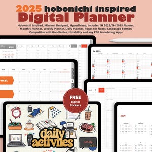 2025 Digital Planner - Digital Hobonichi, GoodNotes Planner, Notability Planner, Minimal Planner (Landscape)