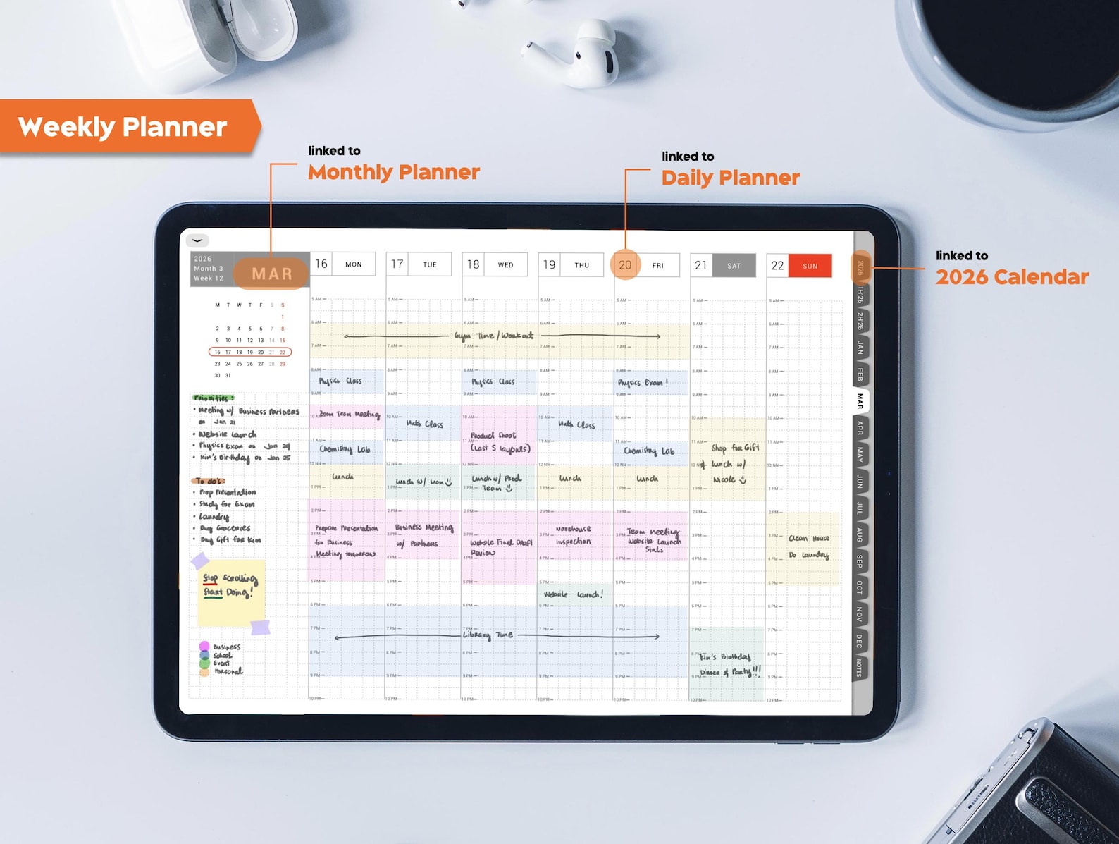 2026 Hobonichi Inspired Digital Planner (landscape) – Minimalist ...