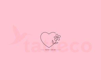 Heart And Flower Semi-Permanent Tattoo (Set of 2)