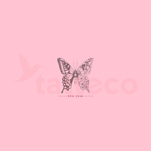 Half Flower Half Butterfly Semi-Permanent Tattoo (Set of 2)