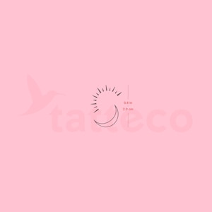 Tatuaggio semipermanente minimalista sole e luna (set di 2)
