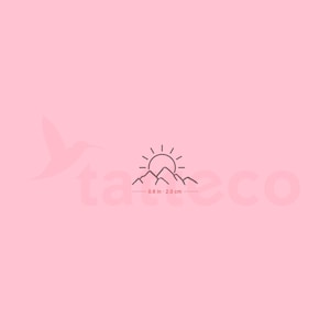 Tatuaggio semipermanente al tramonto sulla montagna (set di 2)