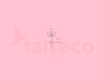Kleines Lotus Unalome Semi-Permanent Tattoo (2er Set)