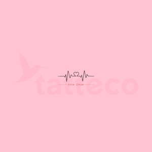 Heartbeat Heart Semi-Permanent Tattoo (Set of 2)