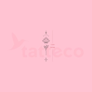 Ornamental Lotus Unalome Semi-Permanent Tattoo (Set of 2)