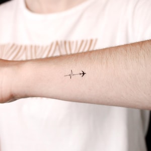 Airplane Heartbeat Semi-Permanent Tattoo (Set of 2)