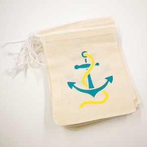 Anchor Cruise Fish Extender Drawstring Mini Bag Ready to Ship Set of 10, tiny tote bag, sailing, gift bag, trinket tote, gift bag