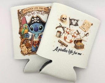 Set van 4 Pirates Life for Me Cruise Can Cooler Sleeve, Cozie, geïsoleerde bekerhouder, gezellig, bekerhoes, neopreen