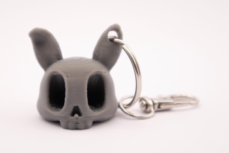 Rabbit Skull Keychain, 3d Printed Keychain, Gray, Small Gift - Etsy