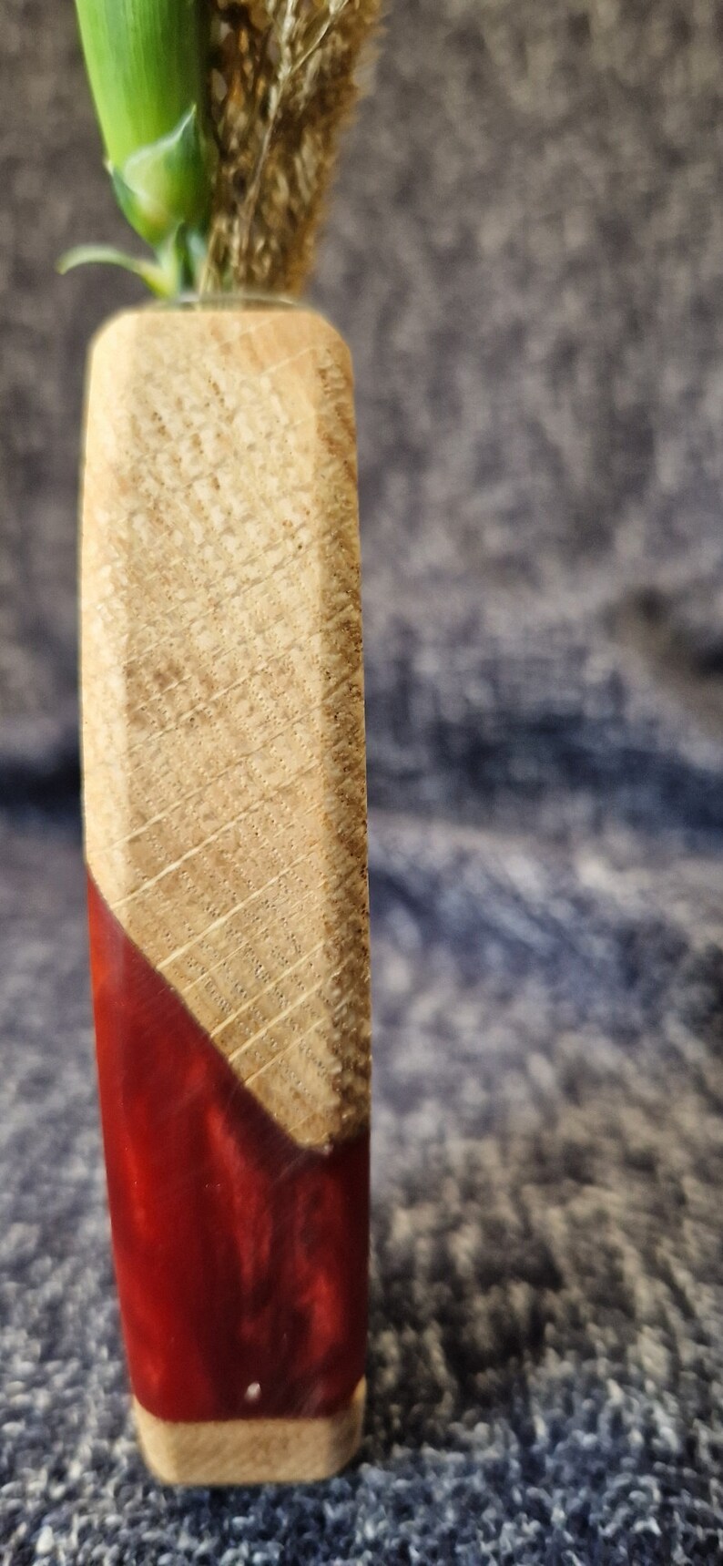 Wooden Flower Vase, Single Stem, Glass Test Tube, Dried Flower Display