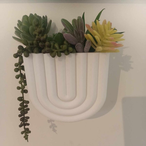 Modern Wall Planter - Curved 3D Printed Deco, Indoor Plant Holder, Perfect Housewarming Gift
