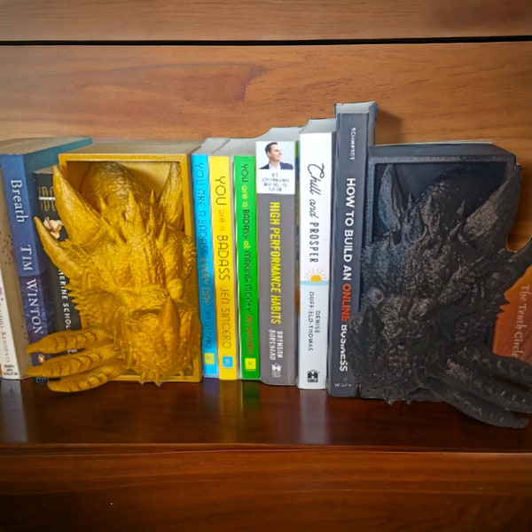 Enchanting Dragon Bookend - Handcrafted Book Nook Organizer, Mythical Home Library Decor, Perfect Gift for Fantasy Lovers