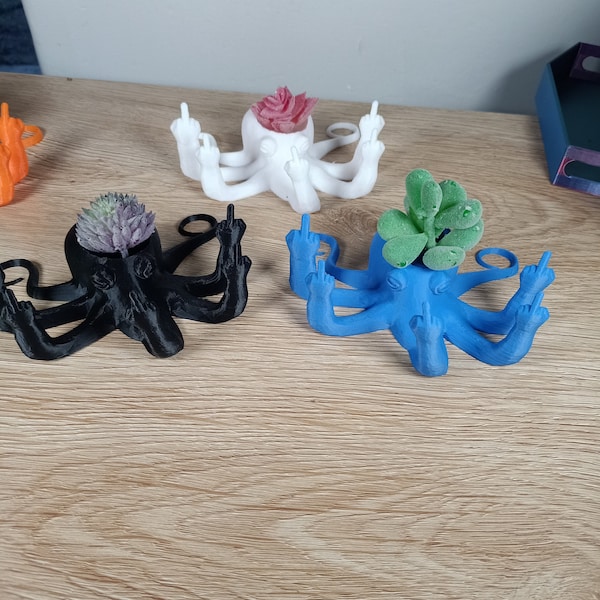 Unique Fucktopus Planter - Quirky Tentacled 3d printed Pot for Succulents - Perfect Unusual Gift for Friend