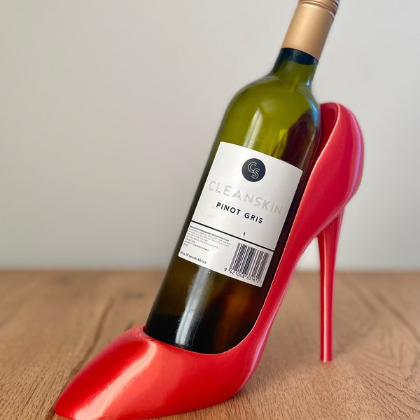 Elegant High Heel Wine Bottle Stand, Unique 3D Printed Decor, Ideal Housewarming or Hostess Gift