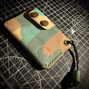 Reacher - Carteira de couro EDC Slim porta-cartões - White Wax Camo Natural