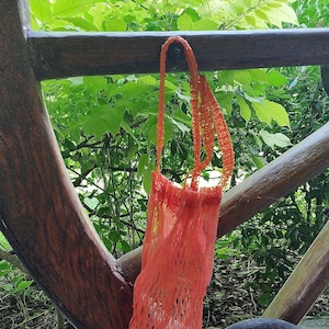 Vintage Filt Orange Nylon Laufnetz/Einkaufsnetz/Authentisches französisches Netz/Traditionell/Stabil/Praktisch/Erweiterbar/Tragetasche