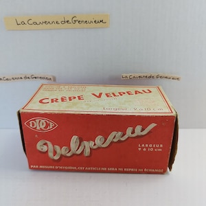 Vintage boîte & bande Velpeau ancienne/crêpe Velpeau marque déposée/boîte cartonnée 1960/produit de santé/soin du corps/pansement/bandage