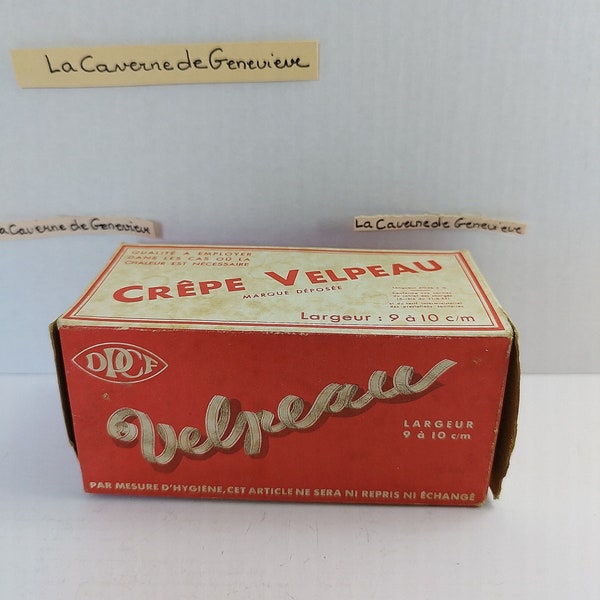 Vintage antigua caja y banda Velpeau/crepe registrado Velpeau/caja cartón 1960/producto sanitario/cuidado corporal/apósito/vendaje