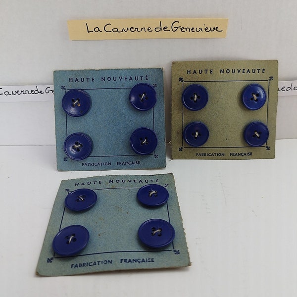 Vintage lot plaques de boutons ronds/Haute Nouveauté/fabrication française/anciens articles de mercerie/accessoire de couturière/paquet de 4