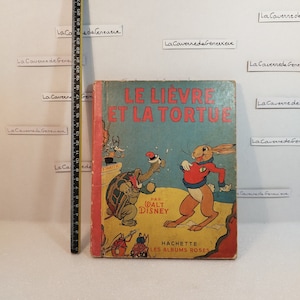 Vintage le lièvre et la tortue par Walt Disney 1950/livre Hachette les albums roses/dessins couleurs/couverture carton/fable de La Fontaine