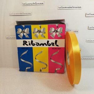 Vintage ruban de marque Ribanbel/décoration création confection/année 1950/rubans de qualité élégance/rouleau de couleur orange en satin/art
