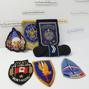 Vintage fabric badges 1950/French and American insignia/sewing accessories/army/Badge fabrics/historical memorabilia/collection