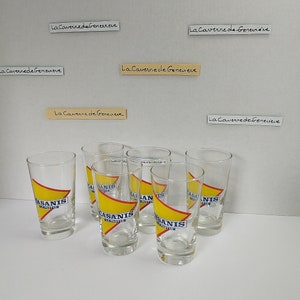 Vintage small glasses Casanis le Pastis 1960/aperitif/advertising items/bar accessory/chic bistro decoration/original packaging/gift