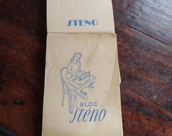 Vintage 50s steno typist block/blank/authentic/new/original paper/testimony from another era/history/gift/decoration/history
