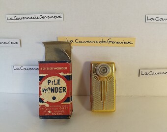 ancienne lampe de poche wonder bearn / tôle / rouge / testé ok