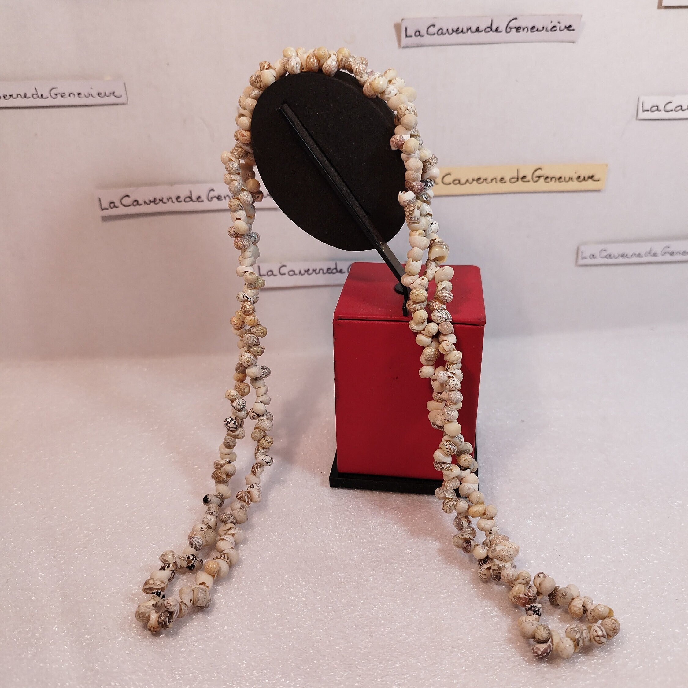 Collier Sautoir Vintage En Coquillages Et Graines - Pièce Ancienne Unique, Fait Main