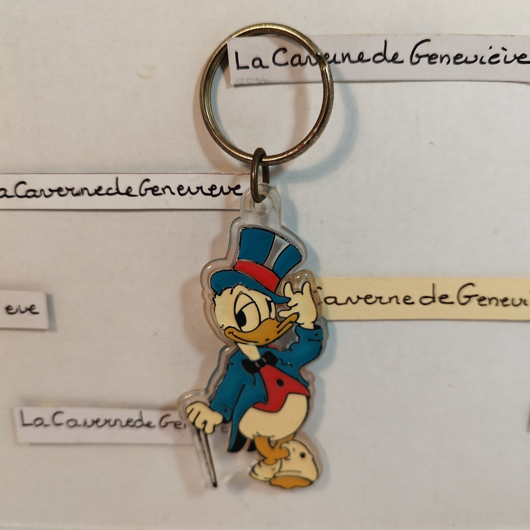 Vintage Uncle Scrooge keychain/Scrooge Mc Duck Walt Disney 1950 plastic figurine/cartoon character/collectible accessory