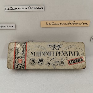 Vintage tin cigar advertising box/schimmelpenninck/Duet/made in Holland/rectangular tin box/black writing/drawn/collector