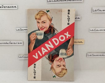 Vintage Viandox album bridge/card game/1950/viandox notebook/result notepad/belote game/blank/collection/advertising item