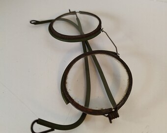 Lorgnons Ou Lunettes De Vue Rondes Vintage - Style Années 1900 - Blanc - Occasion Ancien
