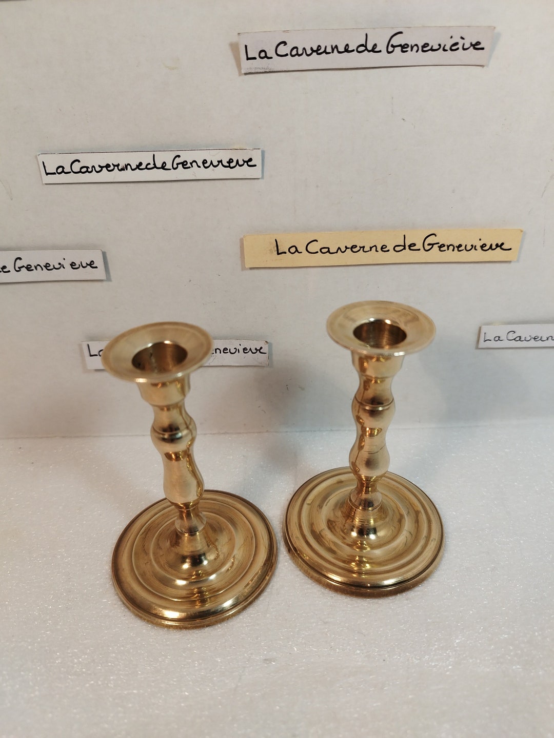 Vintage Pair of Small Brass Candle Holders/small Decorative Candle