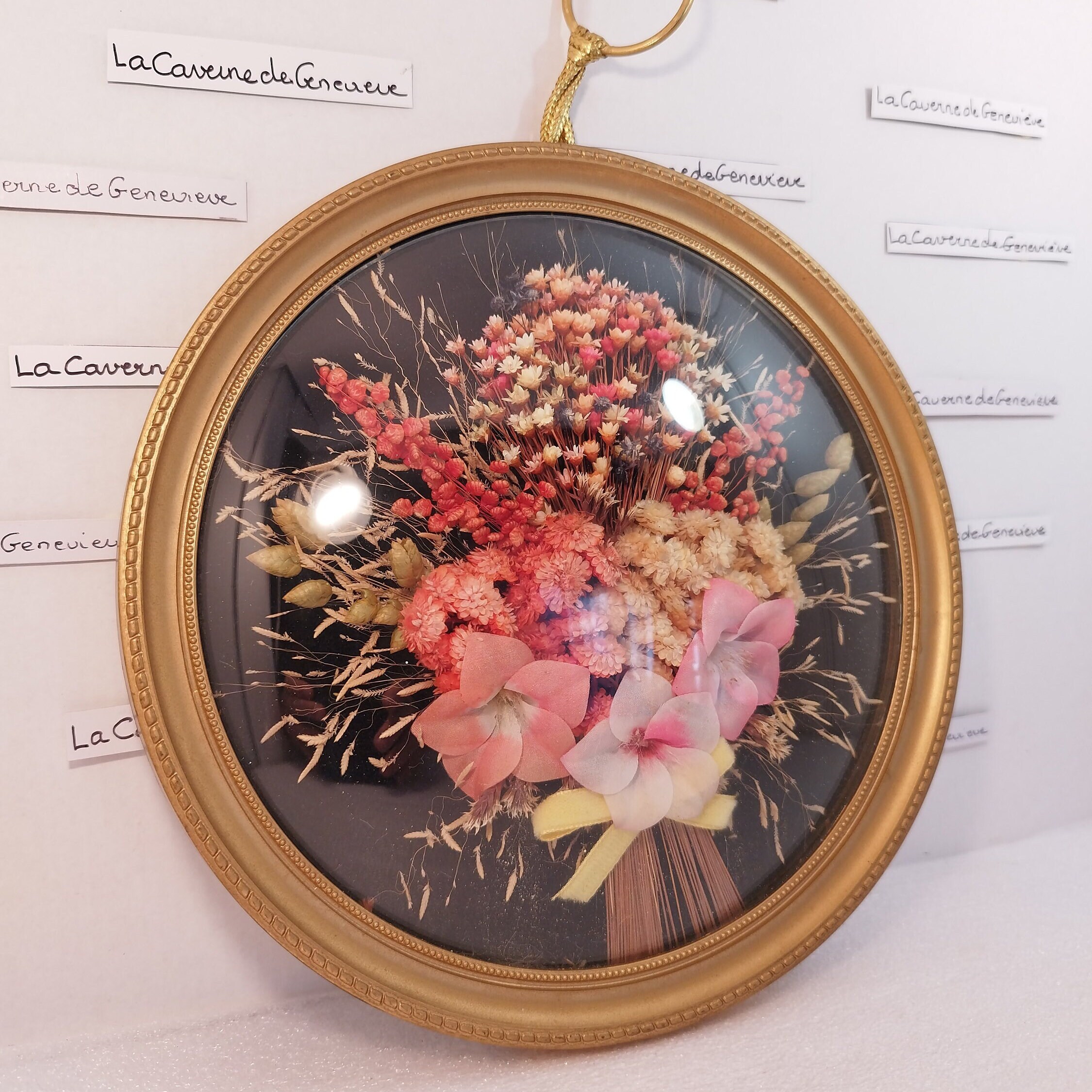 Vintage Frame Composition Dried Flowers / Authentic and Real