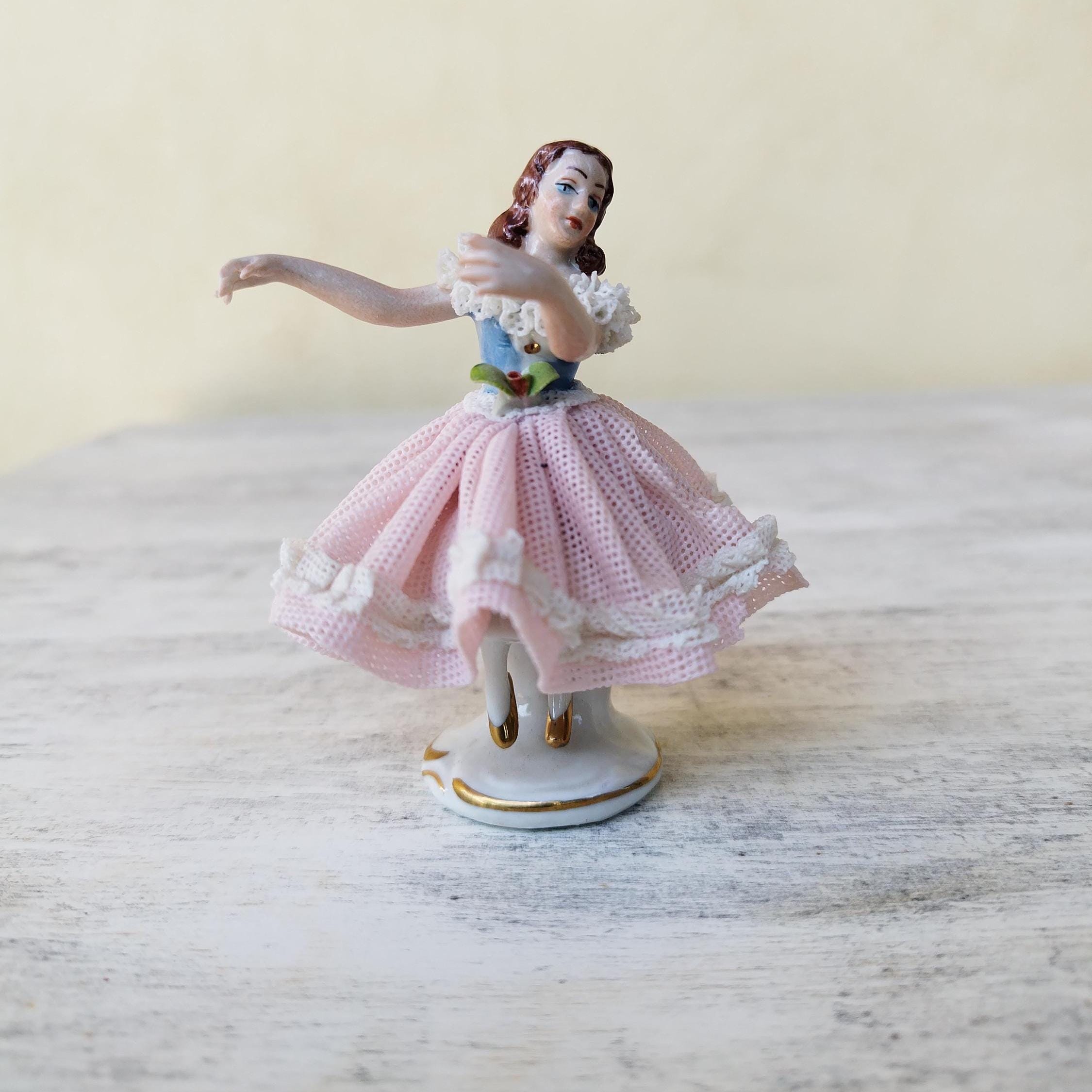 Vintage German Dresden Porcelain Figurine/ballerina Dancer in Lace