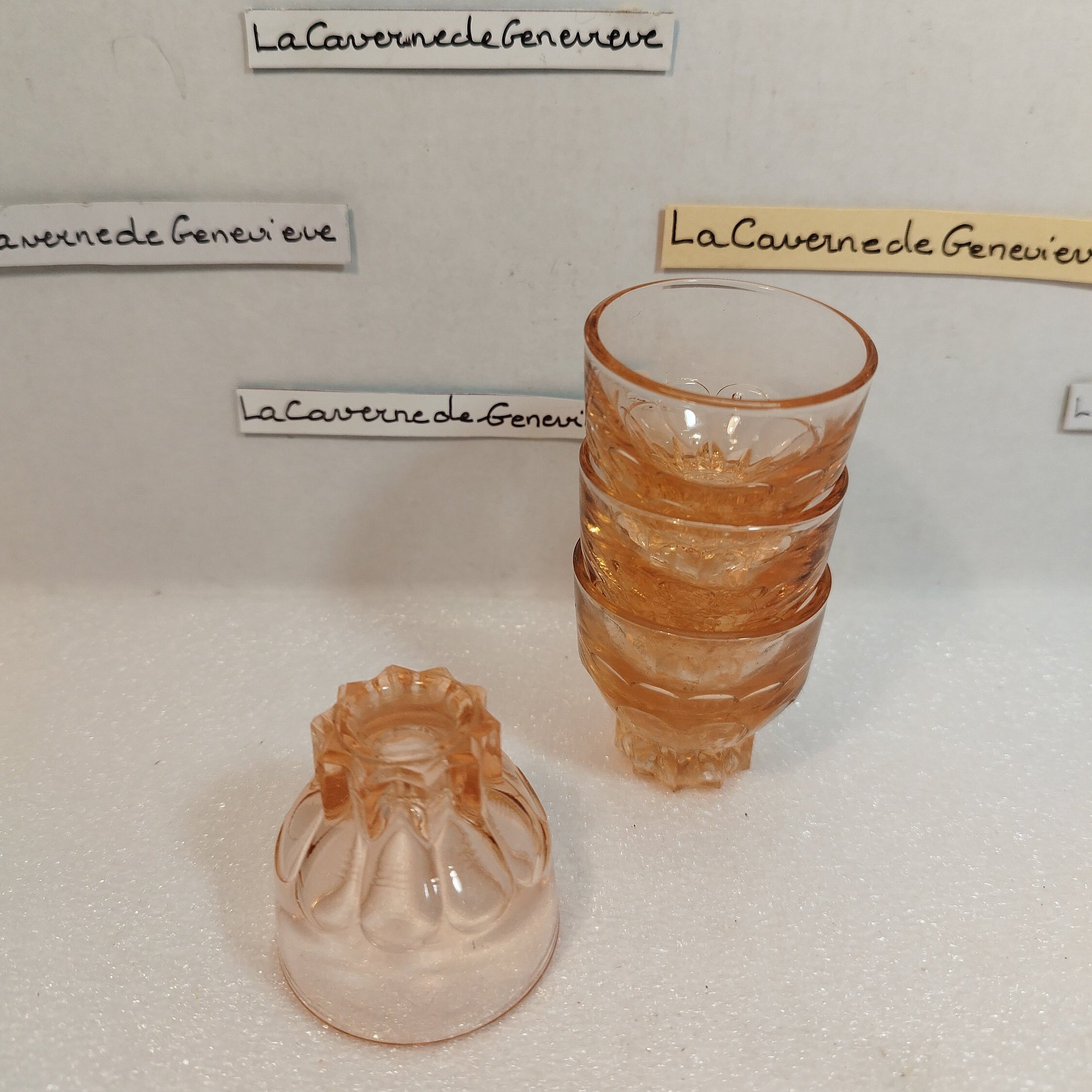 Lot Verres à Liqueur Et Coupelles Rosaline – Années 50 – Rose Vintage