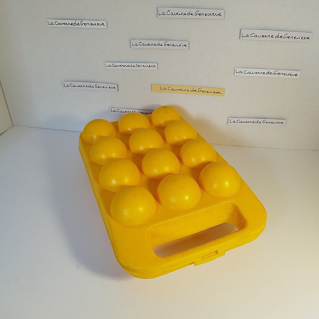 Vintage Egg Box 1970 Soupledur/yellow Rigid Plastic/12 Eggs/chicken