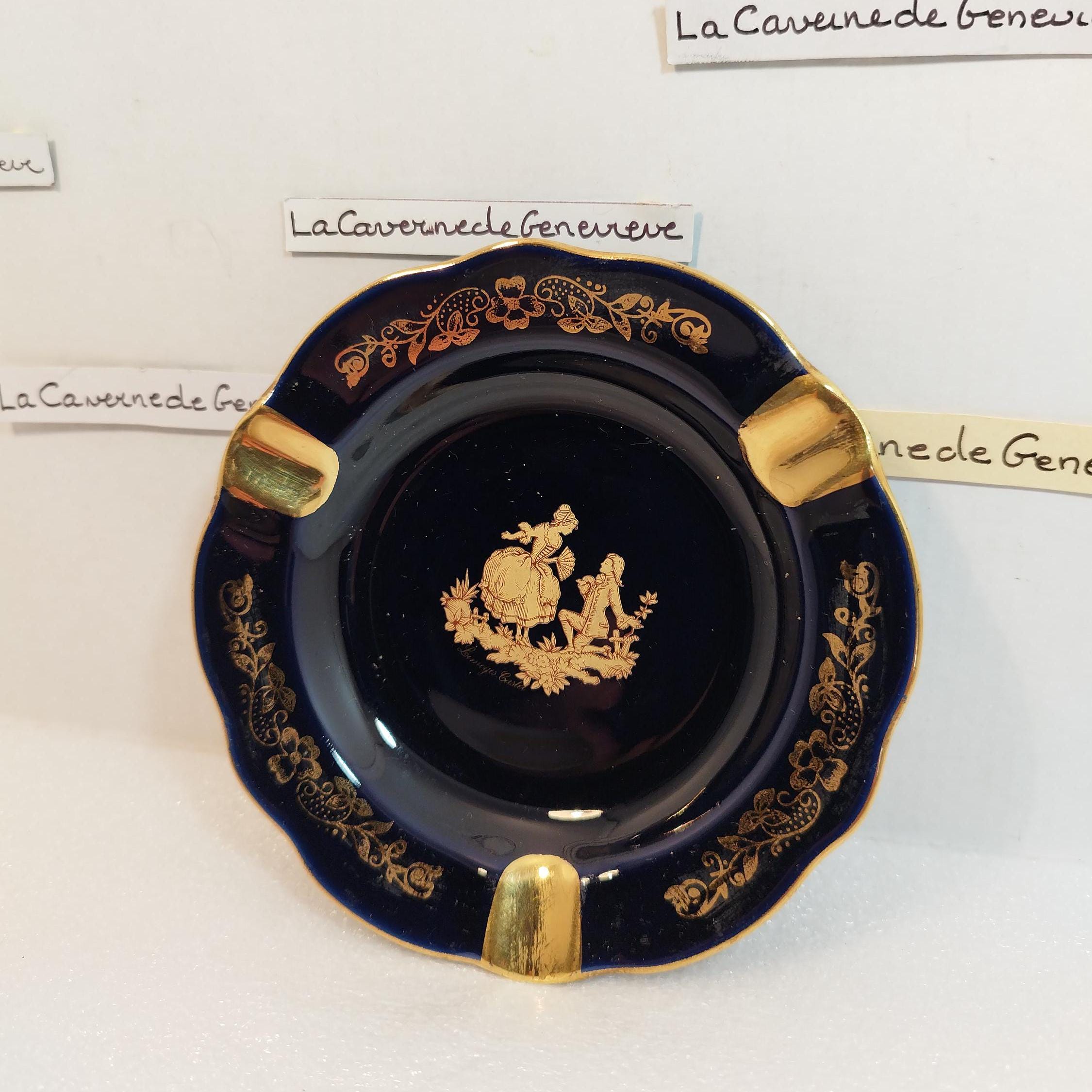 ヴィンテージ リモージュ フランス カステル 金箔灰皿/本物の磁器 