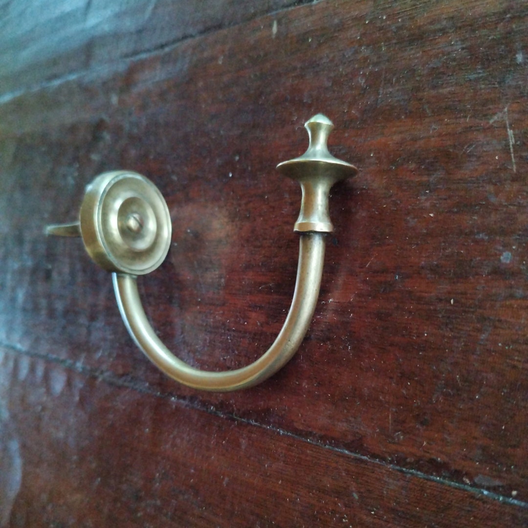 Vintage Old Chimney Hook in Brass/polished and Varnished/period/rests