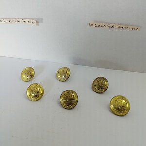 Lote vintage de 6 botões de uniforme Post and Telegraph 1900/acessório dourado exclusivo autêntico/armarinhos/costura/carteiros/jaqueta/costura
