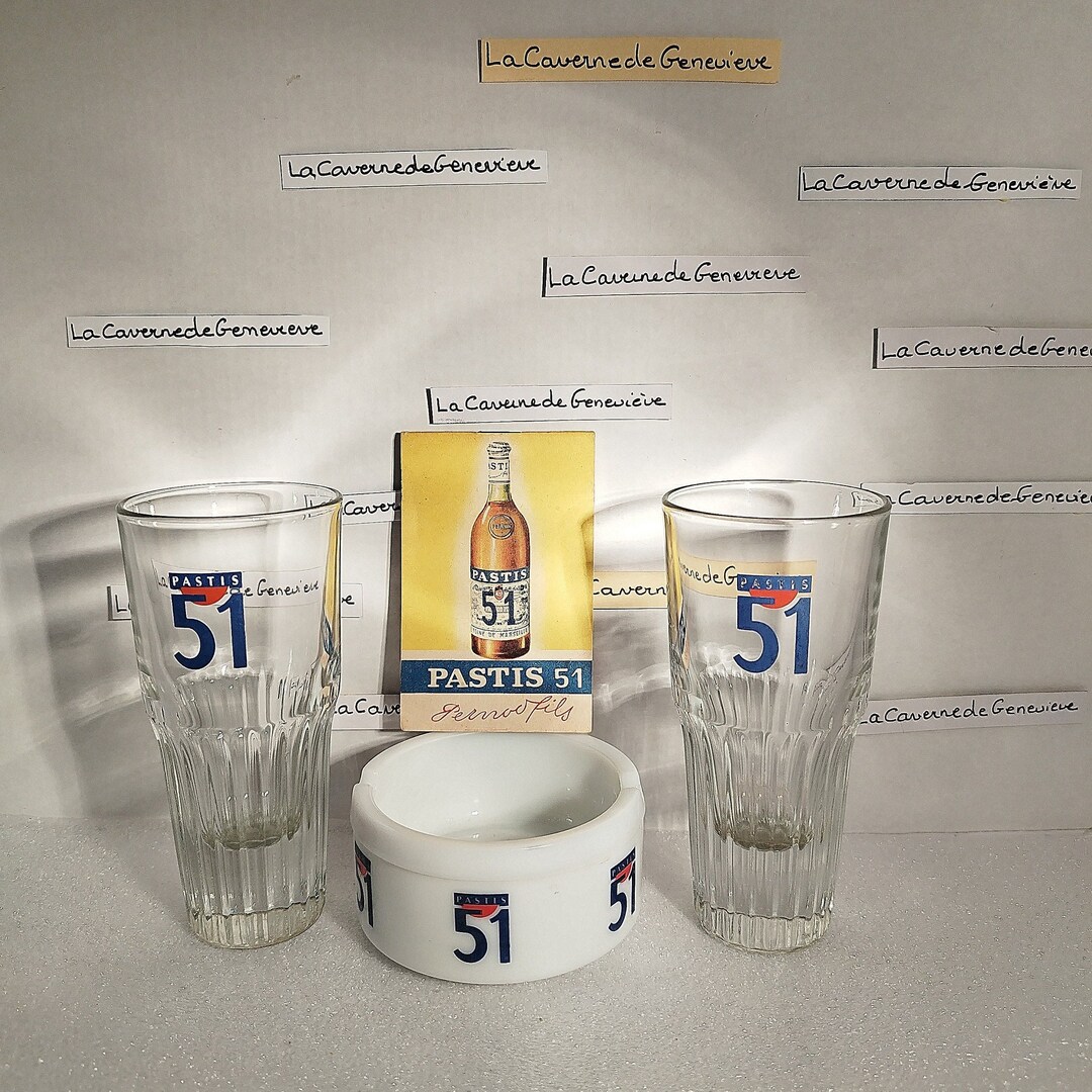 Verres + carafe Pastis 51 - Arts de la table