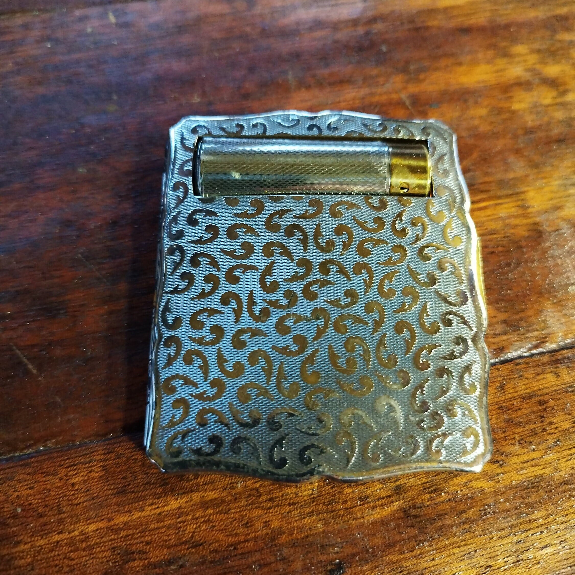 Poudrier Vintage Stratton Pour Sac - Métal Argenté Et Doré Avec Miroir, Occasion Bon état