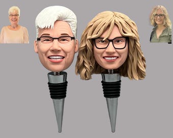 Personalisierter Weinkorken - Benutzerdefinierte Weinstopper-Hochzeitsgeschenke, Weinkorken-Bevorzugung benutzerdefinierter Weinstopper, benutzerdefinierte Bobble-Kopf-Weinstopper