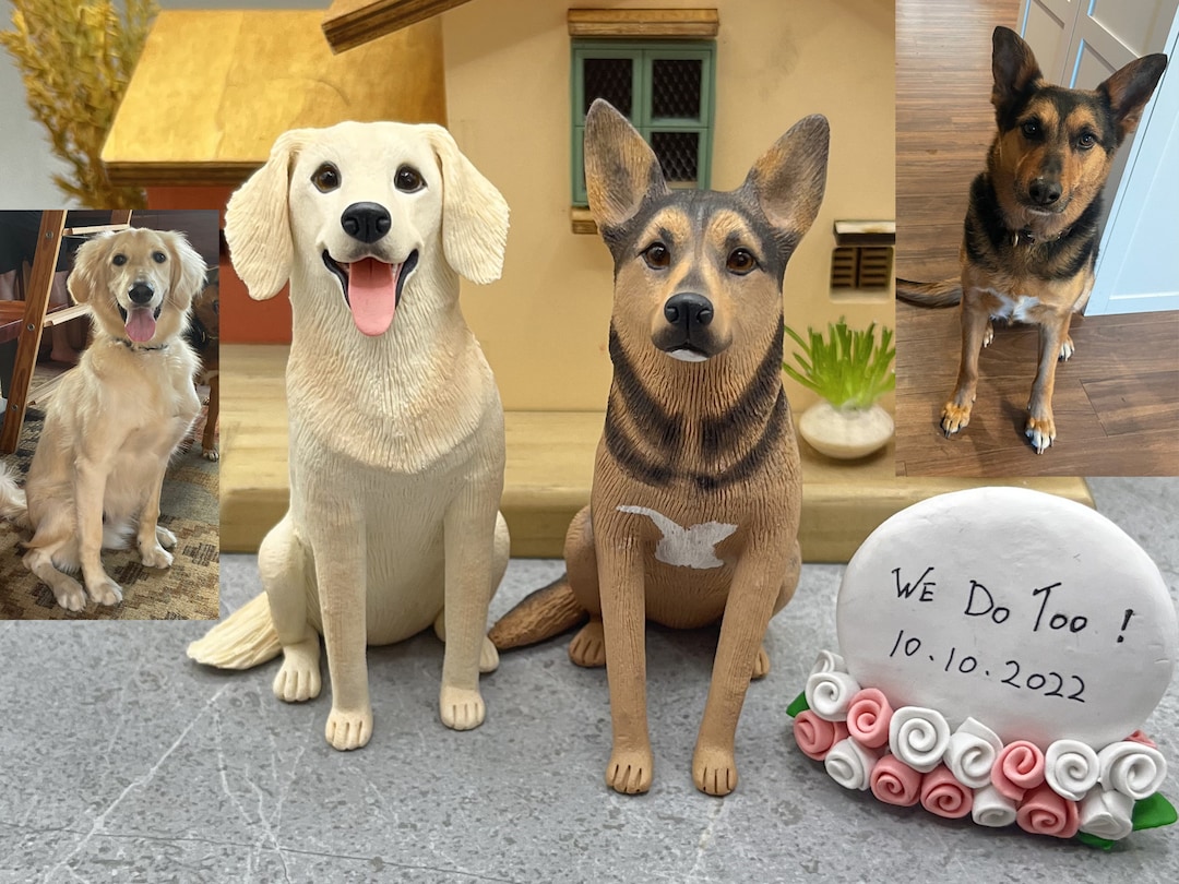 Custom Pet Clay Sculpture, Personalized Dog Wedding Cake Topper - Etsy