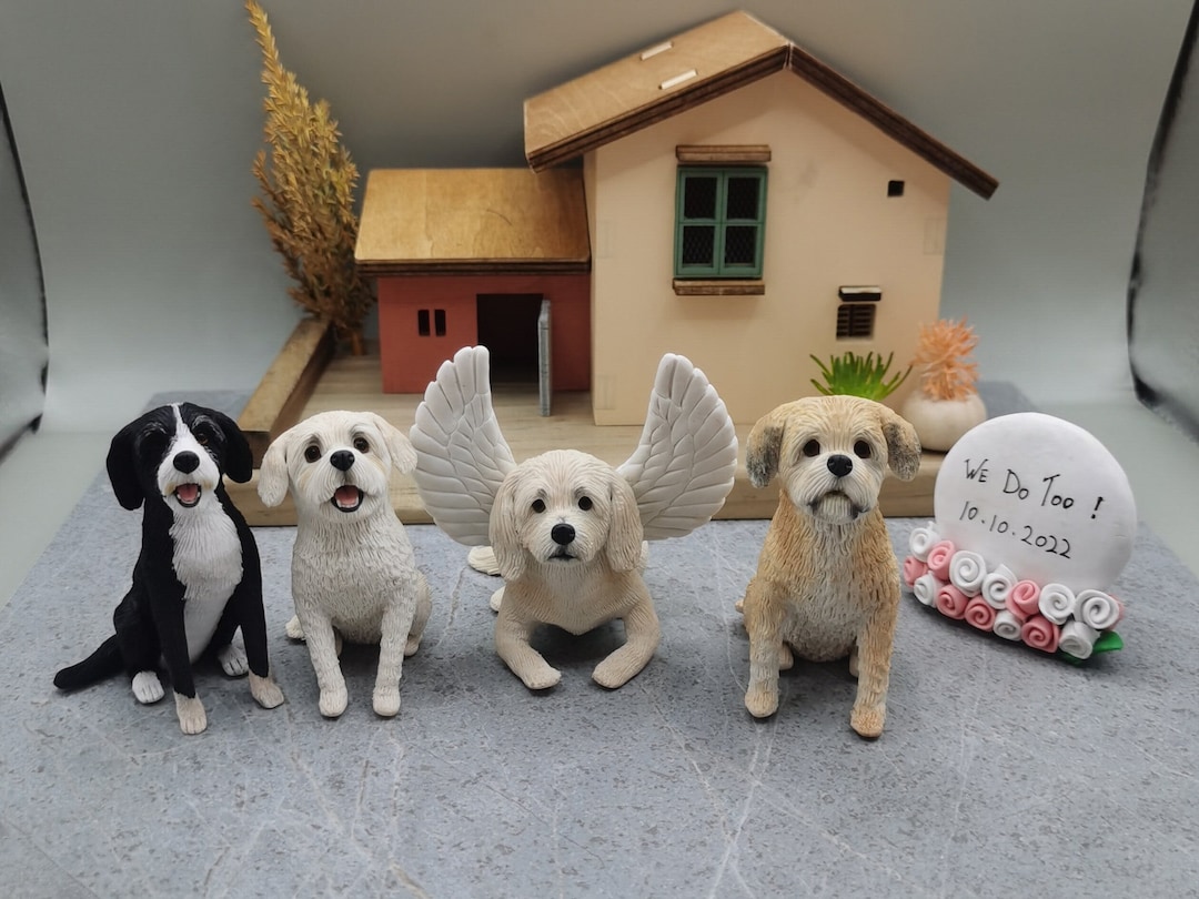 Custom Pet Wedding Cake Topper, Personalized Polymer Clay Dog Figurine ...