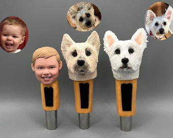 Tirador de grifo de cerveza de arcilla polimérica personalizado, retrato de mascota personalizado
