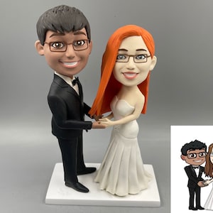 Custom Couple Bobblehead, Personalized Polymer Clay Figurine, Wedding Anniversary Gift