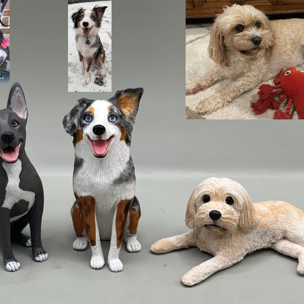 Personalisierte benutzerdefinierte Haustiere Hund, Haustier Tonskulptur, Hochzeit Caketopper, Haustiere Geburtstag, Haustiere Party, Haustier-Party, Haustier-Geburtstag